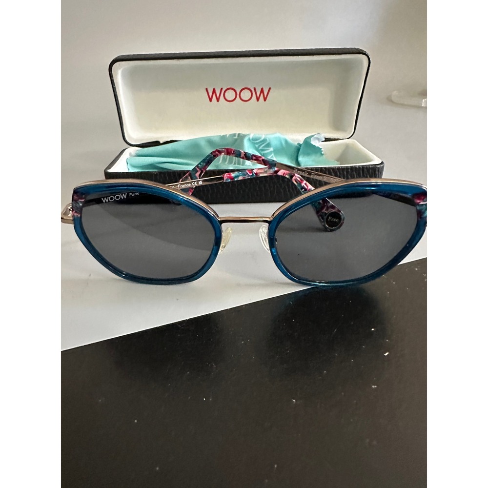 WOOW Paris Break Free 2 Sunglasses Blue Gold Floral Cat Eye FRAMES ONLY